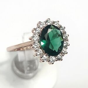 2.00 ct Emerald Ring Oval Rose Silver